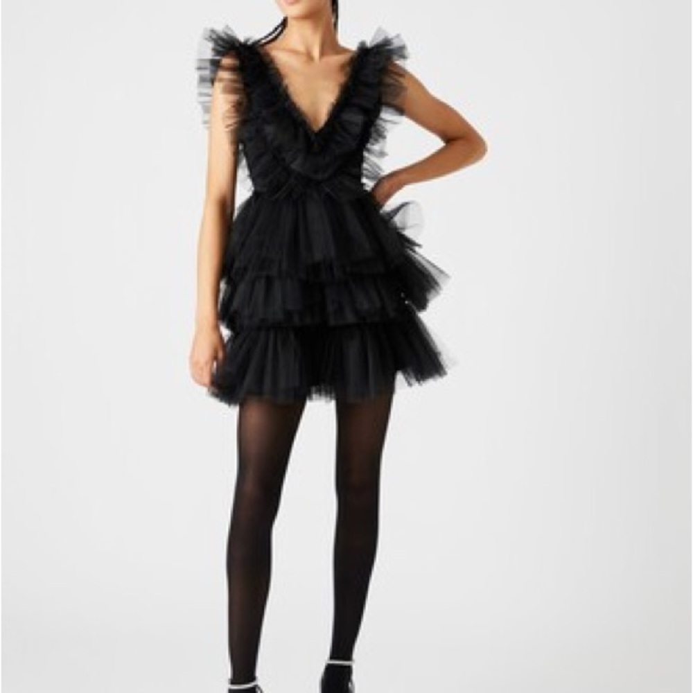 Steve Madden Black Tiered Mini Dress